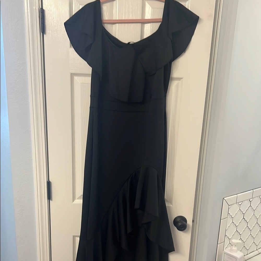 VENUS Blue Asymmetrical Off-the-Shoulder Sundress